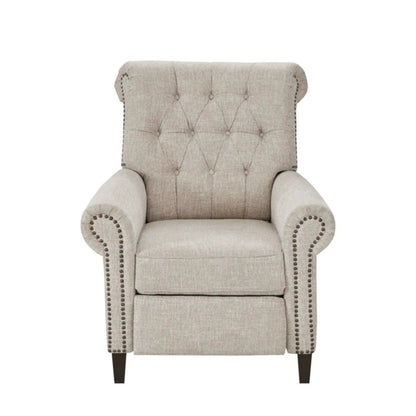 Push-back cream recliner Aidan with tufted back and nailhead trim by Unique Piece Furniture on Tampa Home & Garden Store