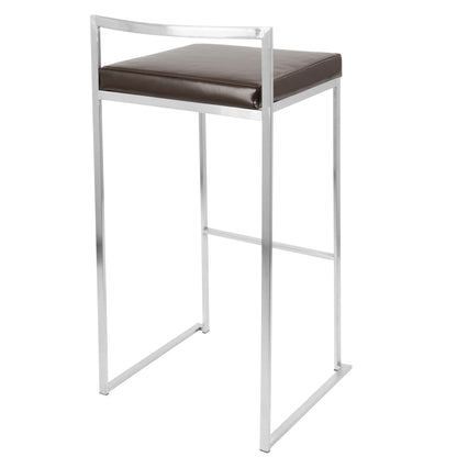Barstool with padded brown seat and chrome frame, stackable design by HouseOfZazla on Tampa Home & Garden Store