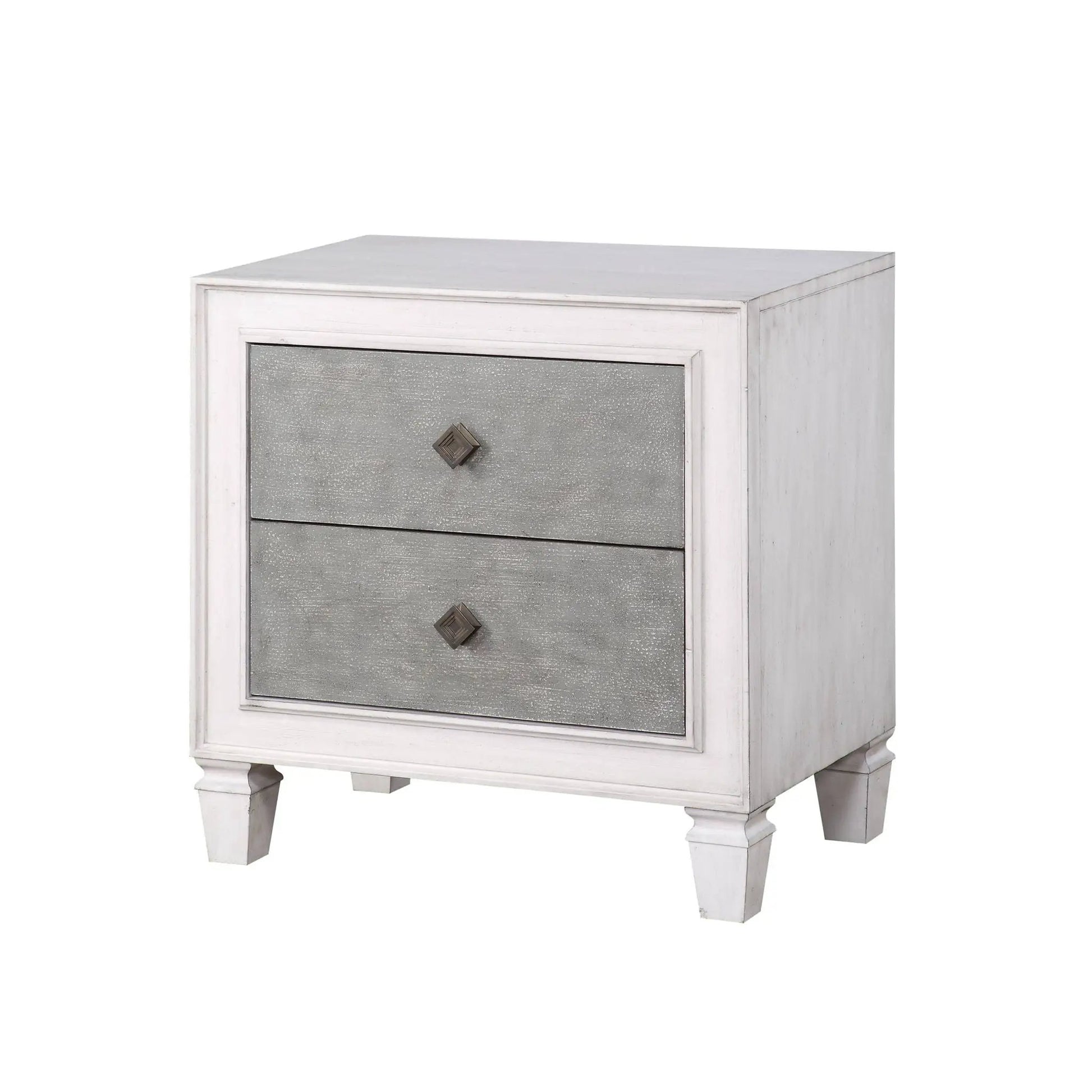 Katia Weathered Night Stand gray/white, two-drawer bedside table by Unique Piece Furniture on Tampa Home & Garden Store