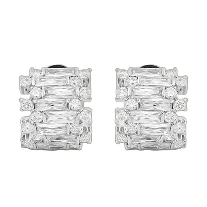 CZ Baguette Earrings by Lauren G Adams, silver-tone studs with baguette CZ stones, pair on Tampa Home & Garden Store