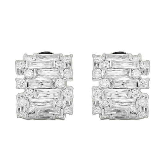 CZ Baguette Earrings by Lauren G Adams, silver-tone studs with baguette CZ stones, pair on Tampa Home & Garden Store