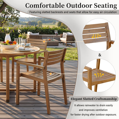 Five Piece Outdoor Dining Set with Acacia Wood