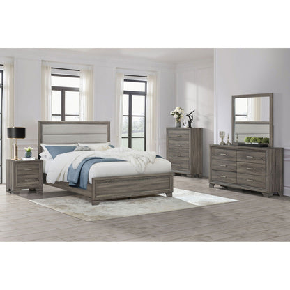 Funston Queen Bed with Headboard in brown oak wood panel bed by HouseOfZazla on Tampa Home & Garden Store