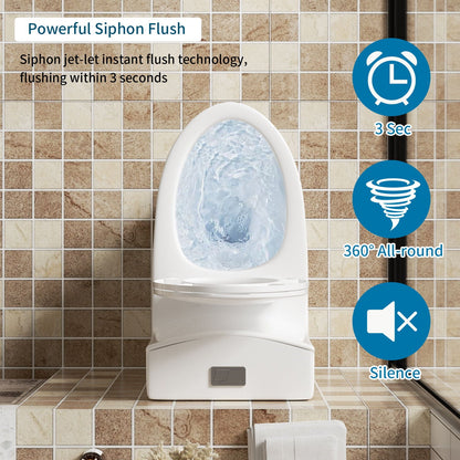 Elegant One Piece Toilet with Tornado Dual Flush from HouseOfZazla, white ceramic all-in-one on Tampa Home & Garden Store
