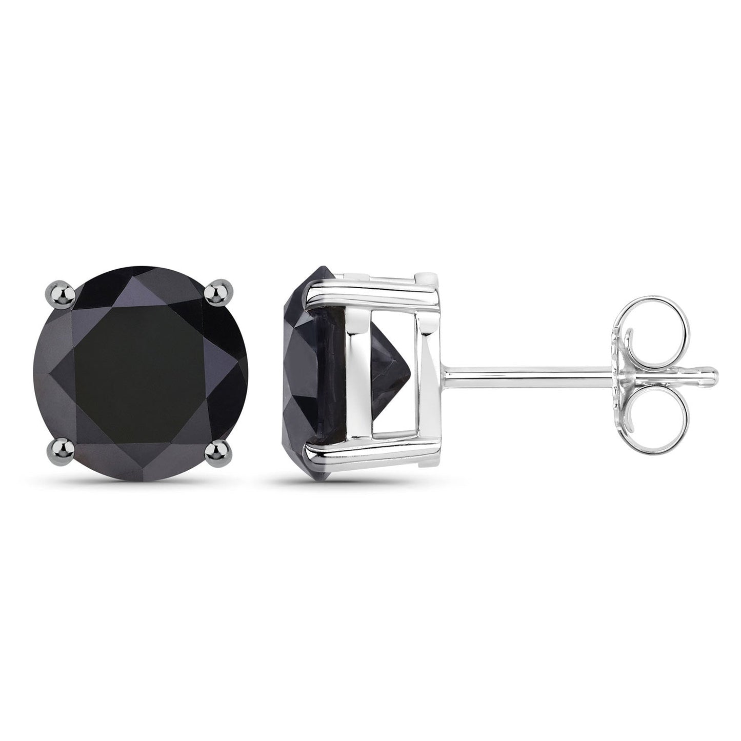 4.25ct genuine black diamond stud earrings in 14K white gold, round-cut prong setting on Tampa Home & Garden Store
