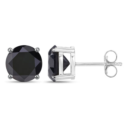 4.25ct genuine black diamond stud earrings in 14K white gold, round-cut prong setting on Tampa Home & Garden Store