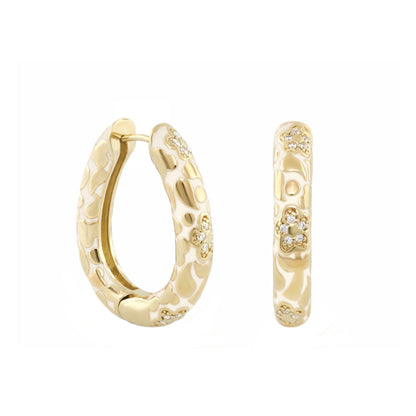 Flowers by Orly Pavé Flower Oval Hoop earrings in gold-tone with crystal accents, Lauren G Adams on Tampa Home & Garden Store