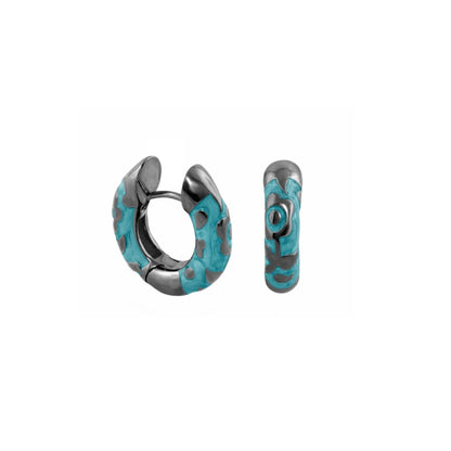 Flowers by Orly Contrast Flower Huggie earrings turquoise and hammered silver pair Lauren G Adams on Tampa Home & Garden Store