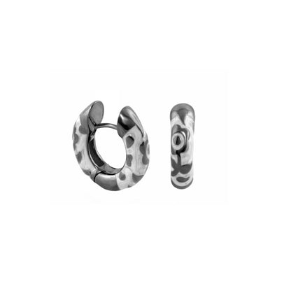 Earrings Flowers by Orly Contrast Flower Huggie; 2 silver-tone camo-pattern hoops on Tampa Home & Garden Store