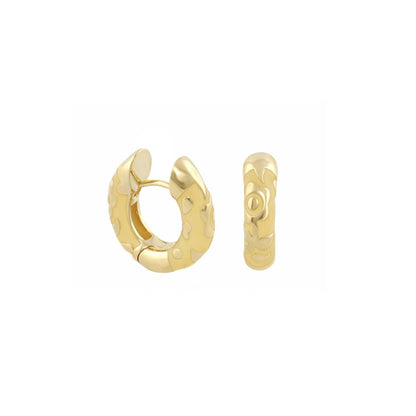 Flowers by Orly Contrast Flower Huggie pair earrings in gold-tone with floral by Lauren G Adams on Tampa Home & Garden Store
