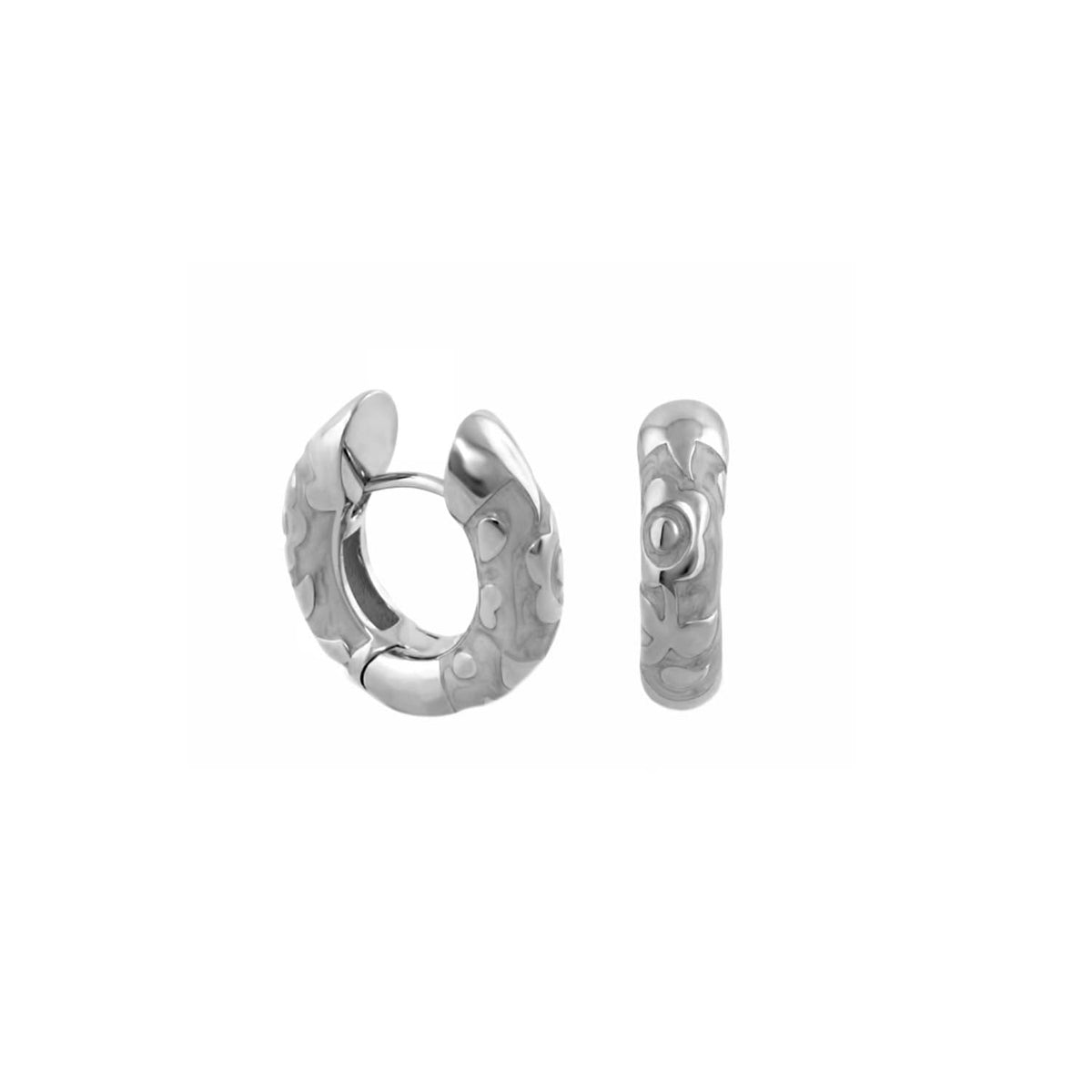 Earrings Flowers by Orly Contrast Flower Huggie, sterling hammered hoops Lauren G Adams, 2pc on Tampa Home & Garden Store