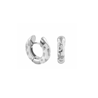 Flowers by Orly Contrast Flower Huggie earrings Lauren G Adams silvertone hammered metal on Tampa Home & Garden Store