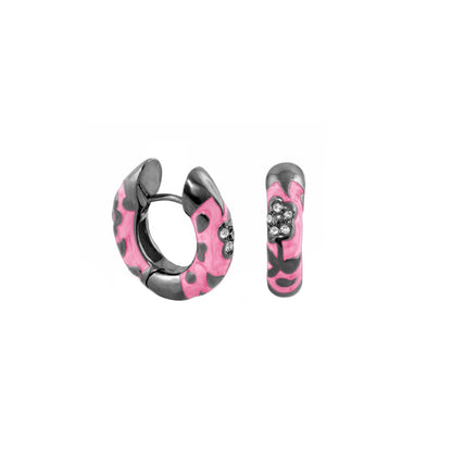 Flowers by Orly Pavé Flower Huggie earrings in pink enamel with crystals by Lauren G Adams on Tampa Home & Garden Store
