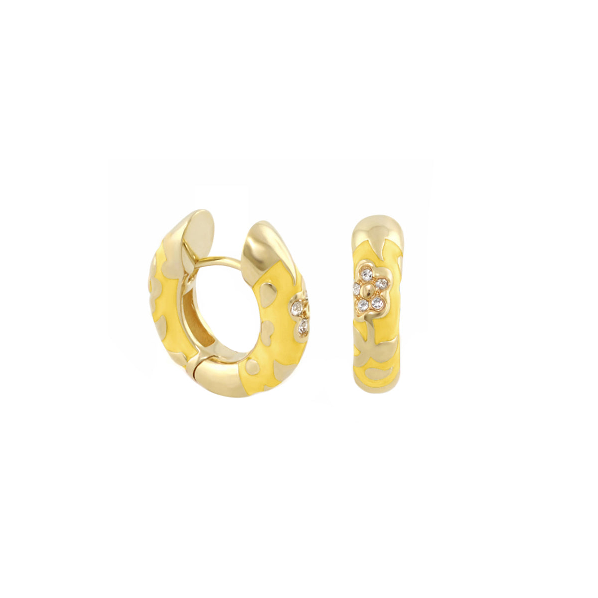 Gold-tone Pavé Flower Huggie earrings by Lauren G Adams, floral crystal accents on Tampa Home & Garden Store