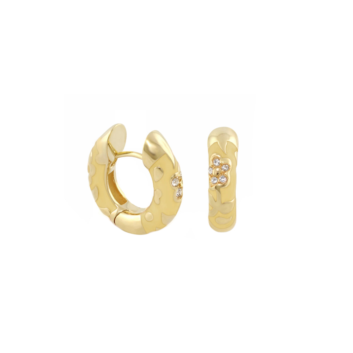 2-piece Pavé Flower Huggie earrings by Lauren G Adams, Flowers by Orly with crystal petals on Tampa Home & Garden Store