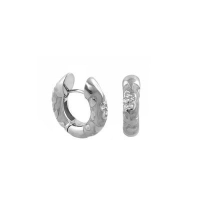 Flowers by Orly Pavé Flower Huggie hoops in silver tone with pavé blossoms by Lauren G Adams on Tampa Home & Garden Store
