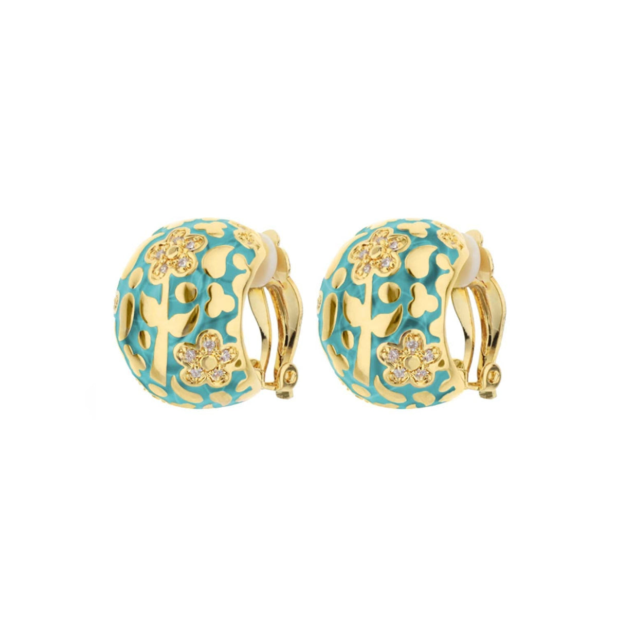 Flowers by Orly Dome Earrings turquoise enamel floral filigree crystals pair Lauren G Adams on Tampa Home & Garden Store