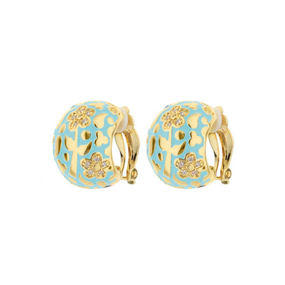 Flowers by Orly Dome Earrings turquoise and gold floral with crystals, Lauren G Adams on Tampa Home & Garden Store