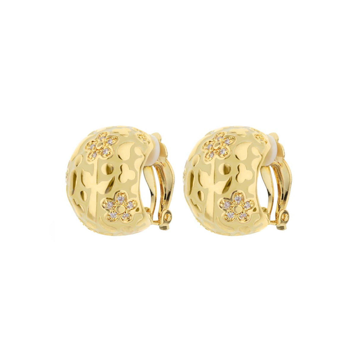 Flowers by Orly Dome earrings gold-tone with floral cutouts and crystals by Lauren G Adams on Tampa Home & Garden Store
