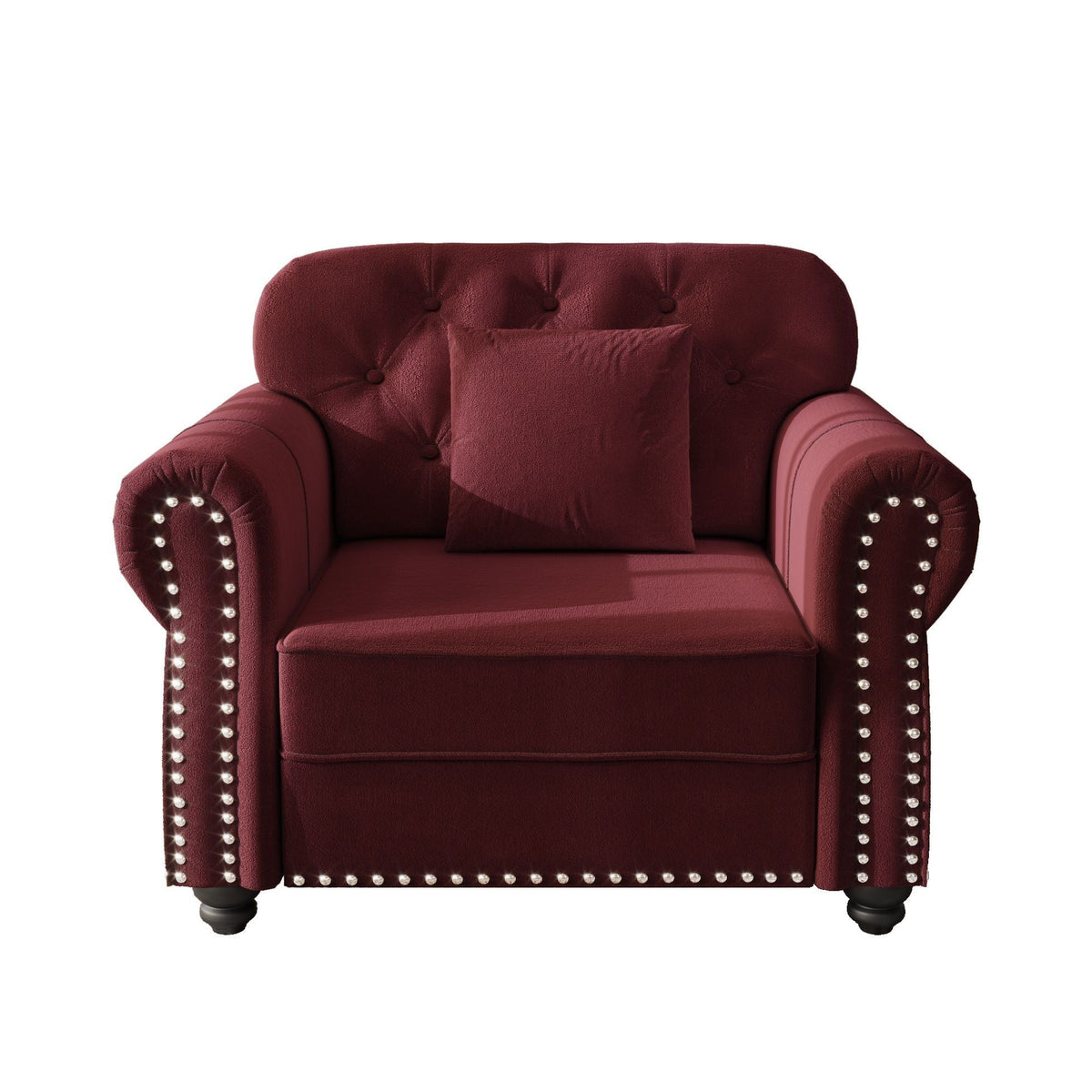 Sofa with nailhead trim and rolled armrests