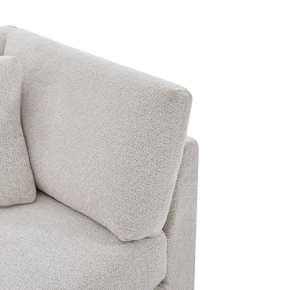 Compact Modern Flared Chenille Beige Sofa