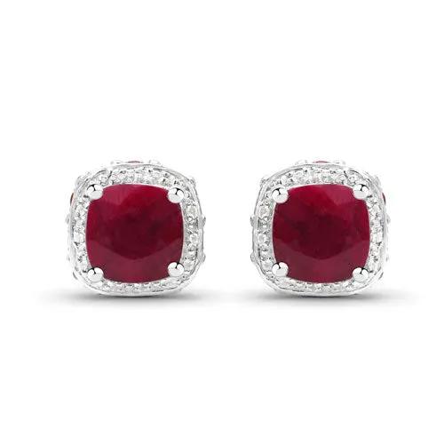 Pair of dyed ruby and white topaz earrings in .925 sterling silver on Tampa Home & Garden Store