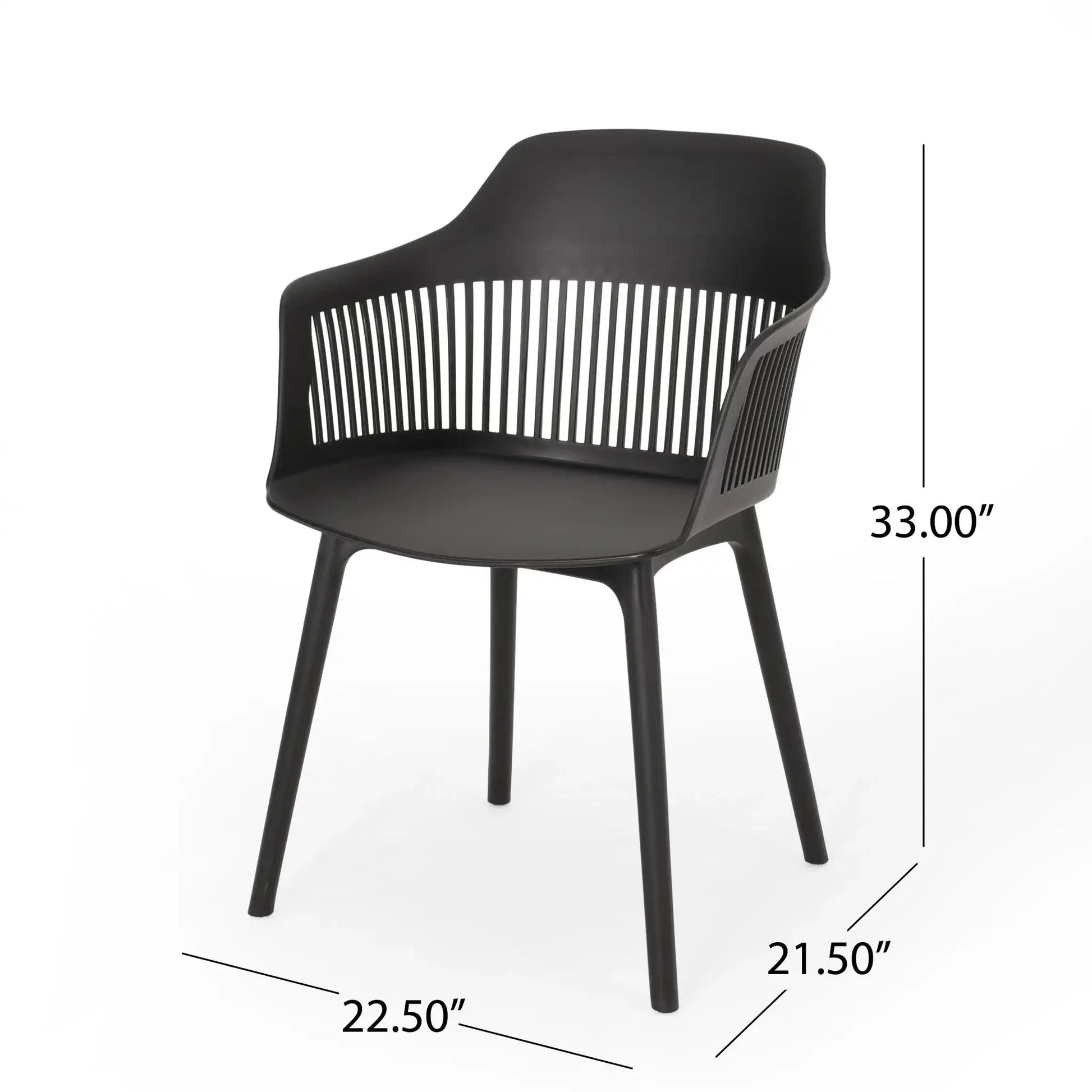 Dahlia Chair Set of 2, black outdoor plastic chair with slatted back by HouseOfZazla on Tampa Home & Garden Store
