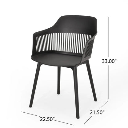 Dahlia Chair Set of 2, black outdoor plastic chair with slatted back by HouseOfZazla on Tampa Home & Garden Store