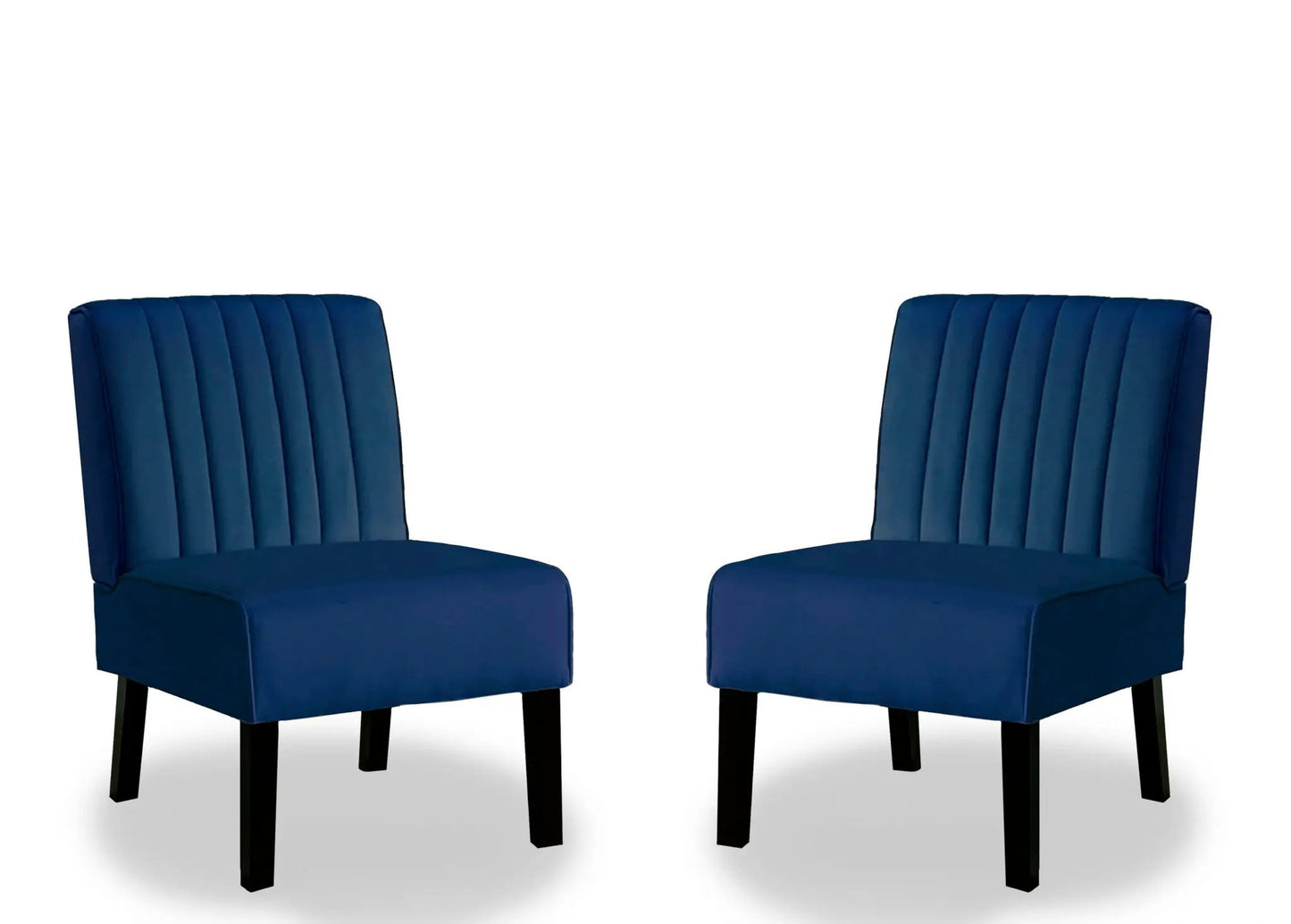 Reese mid-century modern accent chairs set of 2 in blue velvet with dark wood legs on Tampa Home & Garden Store