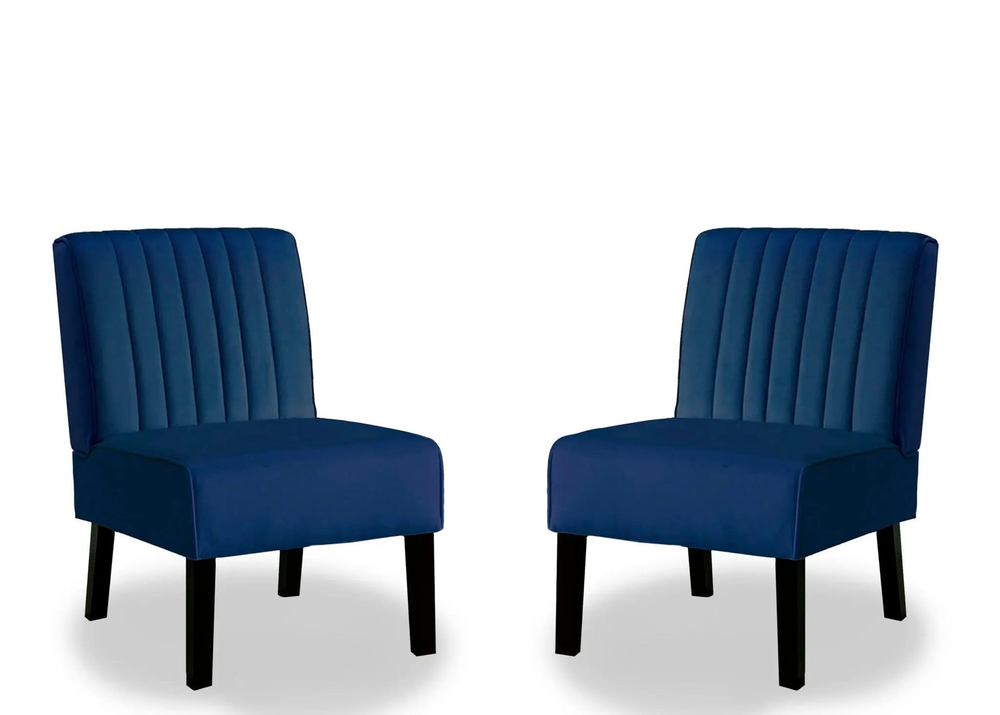 Reese mid-century modern accent chairs set of 2 in blue velvet with dark wood legs on Tampa Home & Garden Store