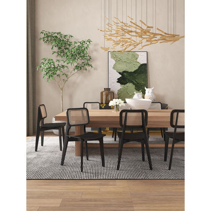 Dining chair set with cane backrests and solid wood frames in black or light brown on Tampa Home & Garden Store