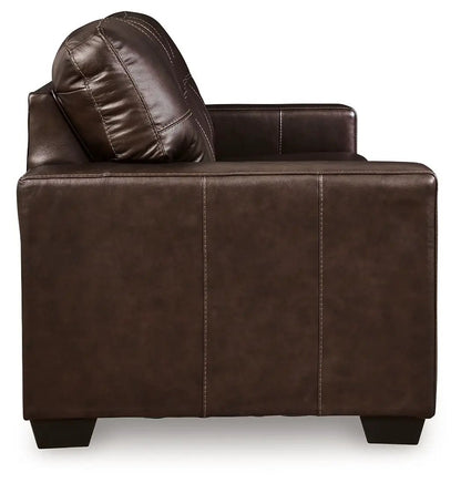 Santorine sofa sleeper by Unique Piece Furniture in brown leather with prominent stitching on Tampa Home & Garden Store