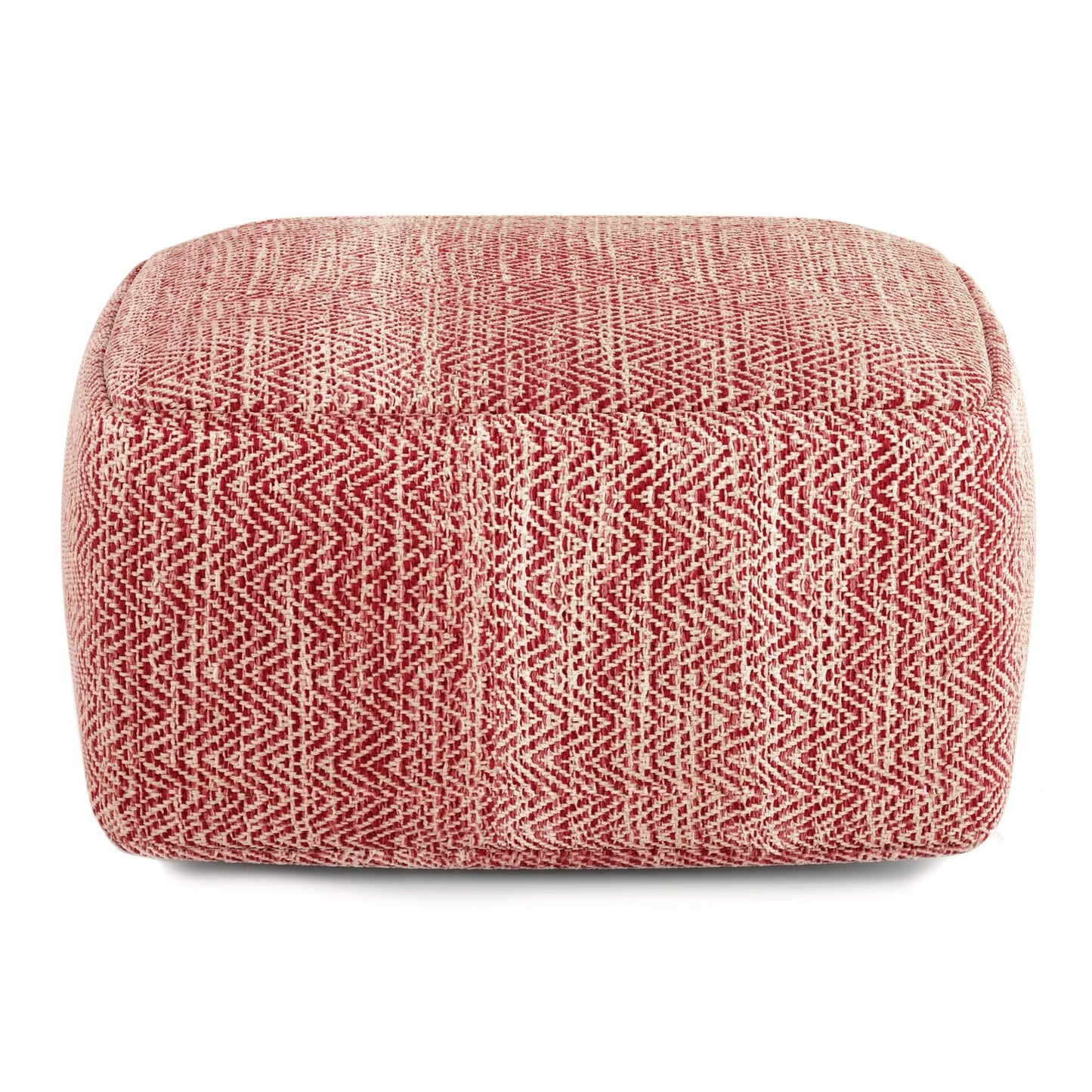 Nate Handcrafted Square Pouf ottoman in red and cream woven fabric by Unique Piece Furniture on Tampa Home & Garden Store