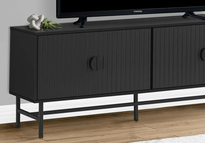 TV stand console storage cabinet by Unique Piece Furniture, black grooved front panels on Tampa Home & Garden Store