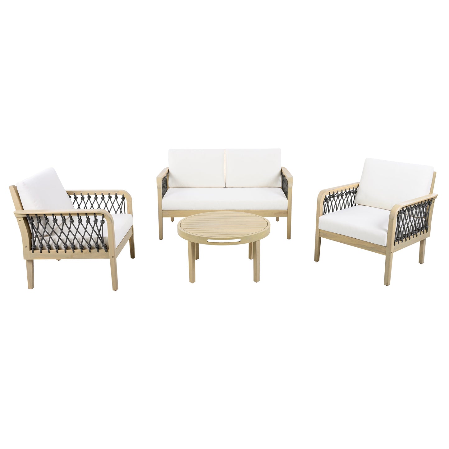 4 Piece Acacia Wood Outdoor Patio and Garden Set