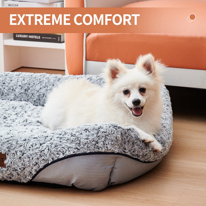 Swirl Rose Velvet dog bed for small to medium dogs with removable cushion in plush gray fabric on Tampa Home & Garden Store