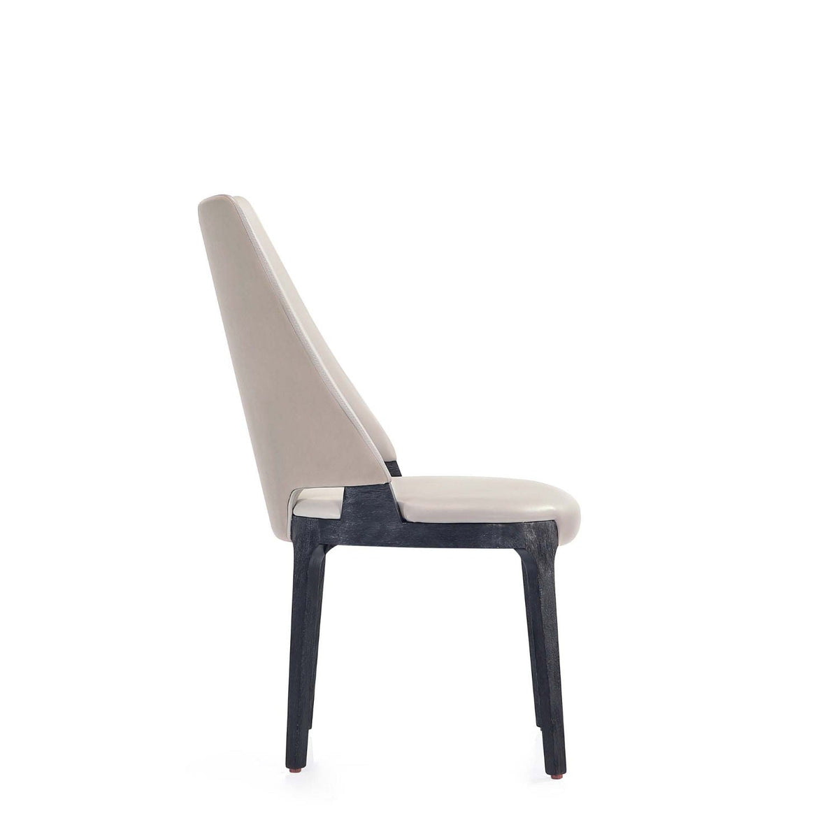 Kara Dining Chair Set of 2 beige upholstered chair with solid beech wood frame side profile on Tampa Home & Garden Store
