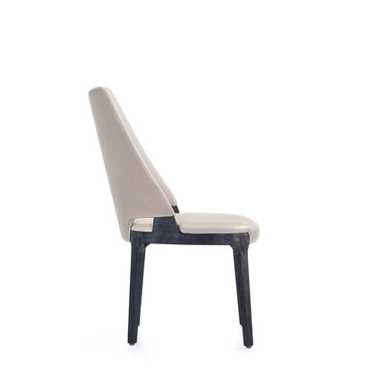 Kara Dining Chair Set of 2 beige upholstered chair with solid beech wood frame side profile on Tampa Home & Garden Store