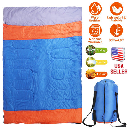 3-person sleeping bag blue with orange trim, water resistant and lightweight, comes with a sack on Tampa Home & Garden Store