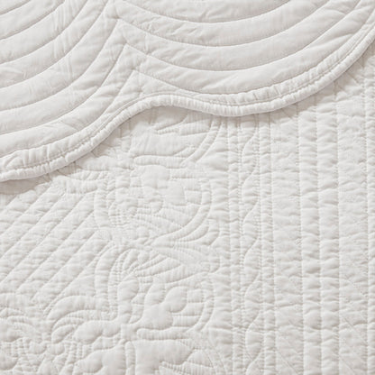 3 Piece Reversible Scalloped Edge Quilt Set White King/Cal King by HouseOfZazla on Tampa Home & Garden Store