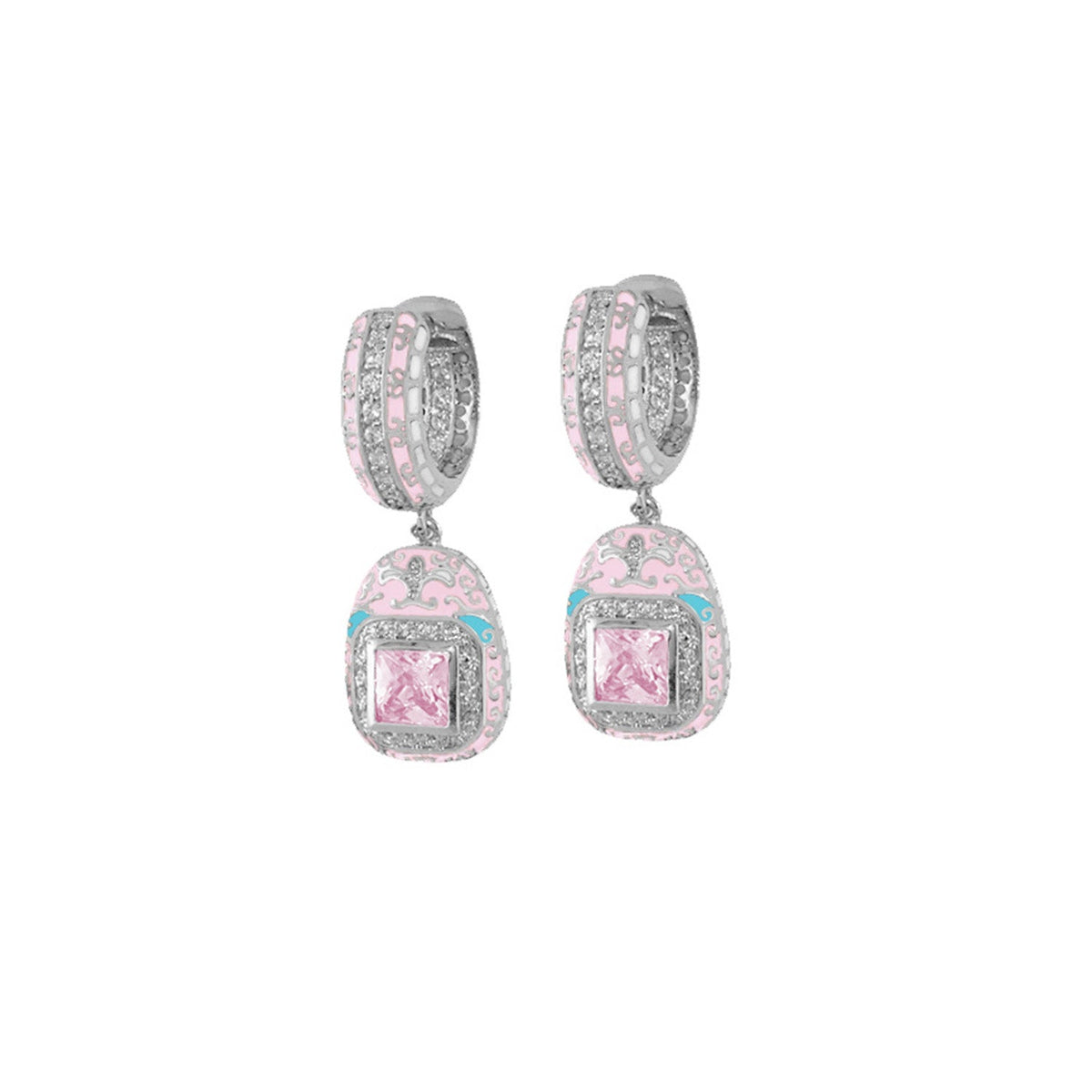 Renaissance Earrings Lauren G Adams; pair with pink enamel and square pink gemstone pendant on Tampa Home & Garden Store
