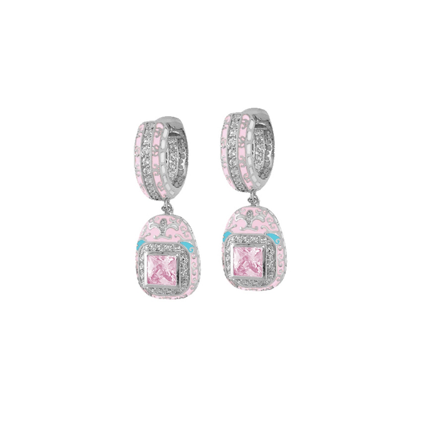 Renaissance Earrings Lauren G Adams; pair with pink enamel and square pink gemstone pendant on Tampa Home & Garden Store