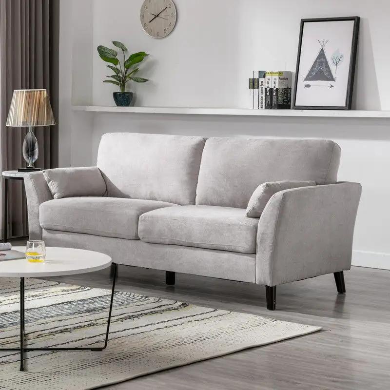Damian Woven Fabric Sofa with Accent Pillows