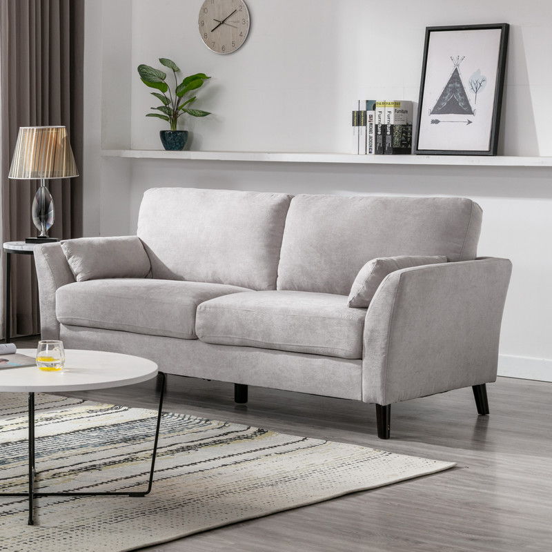 Damian Woven Fabric Sofa And Accent Pillows