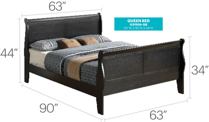 Panel Sleigh Bed queen size by HouseOfZazla in dark finish with headboard and footboard on Tampa Home & Garden Store