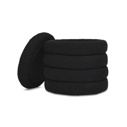 Fuji oversized round storage ottoman by HouseOfZazla in black boucle fabric on Tampa Home & Garden Store