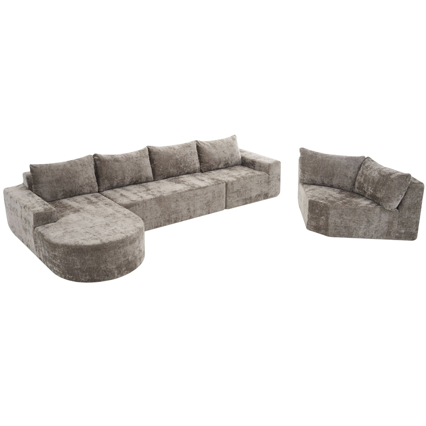 Modular Cloud Sectional Sofa Set in gray fabric with deep seats and ottoman on Tampa Home & Garden Store