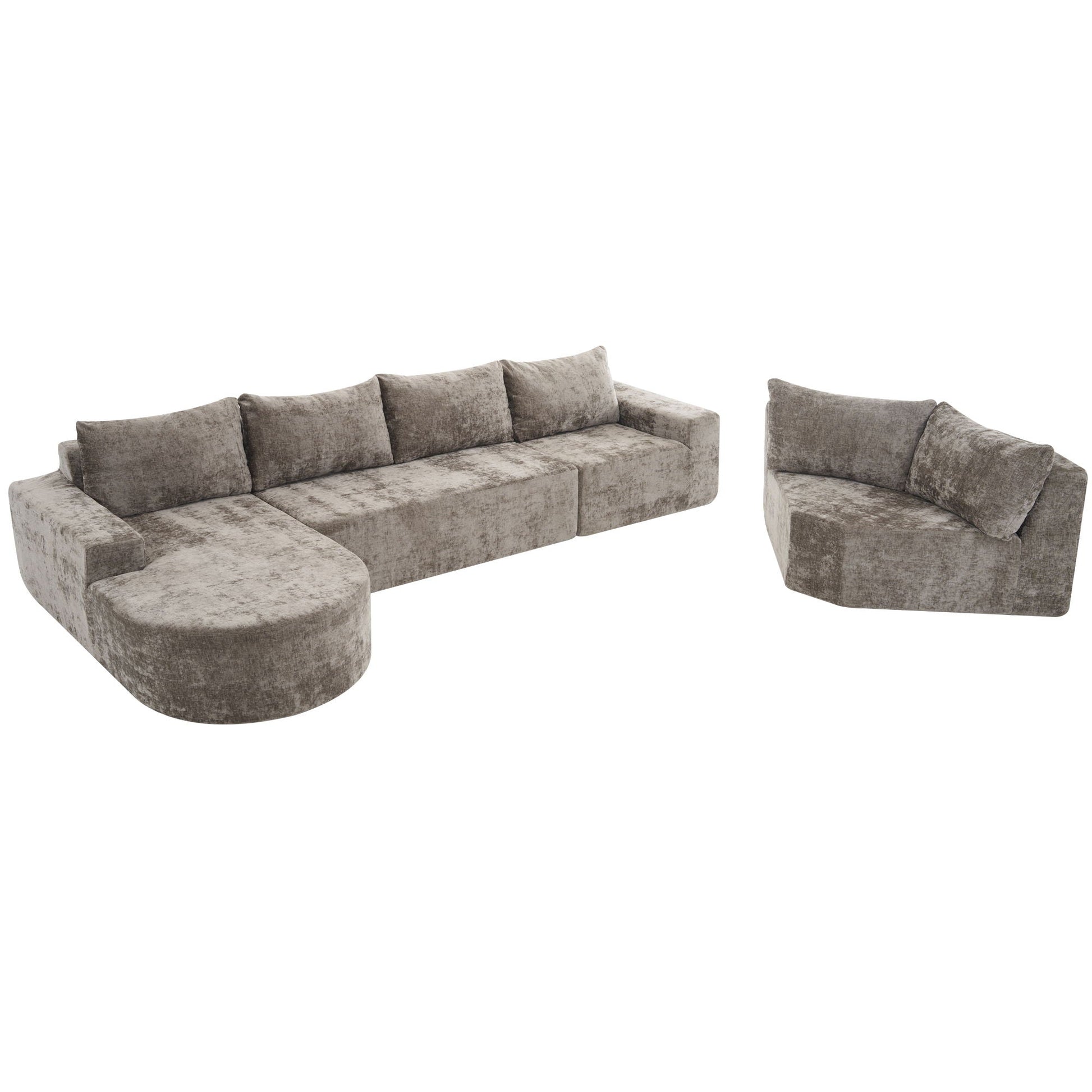 Modular Cloud Sectional Sofa Set in gray fabric with deep seats and ottoman on Tampa Home & Garden Store