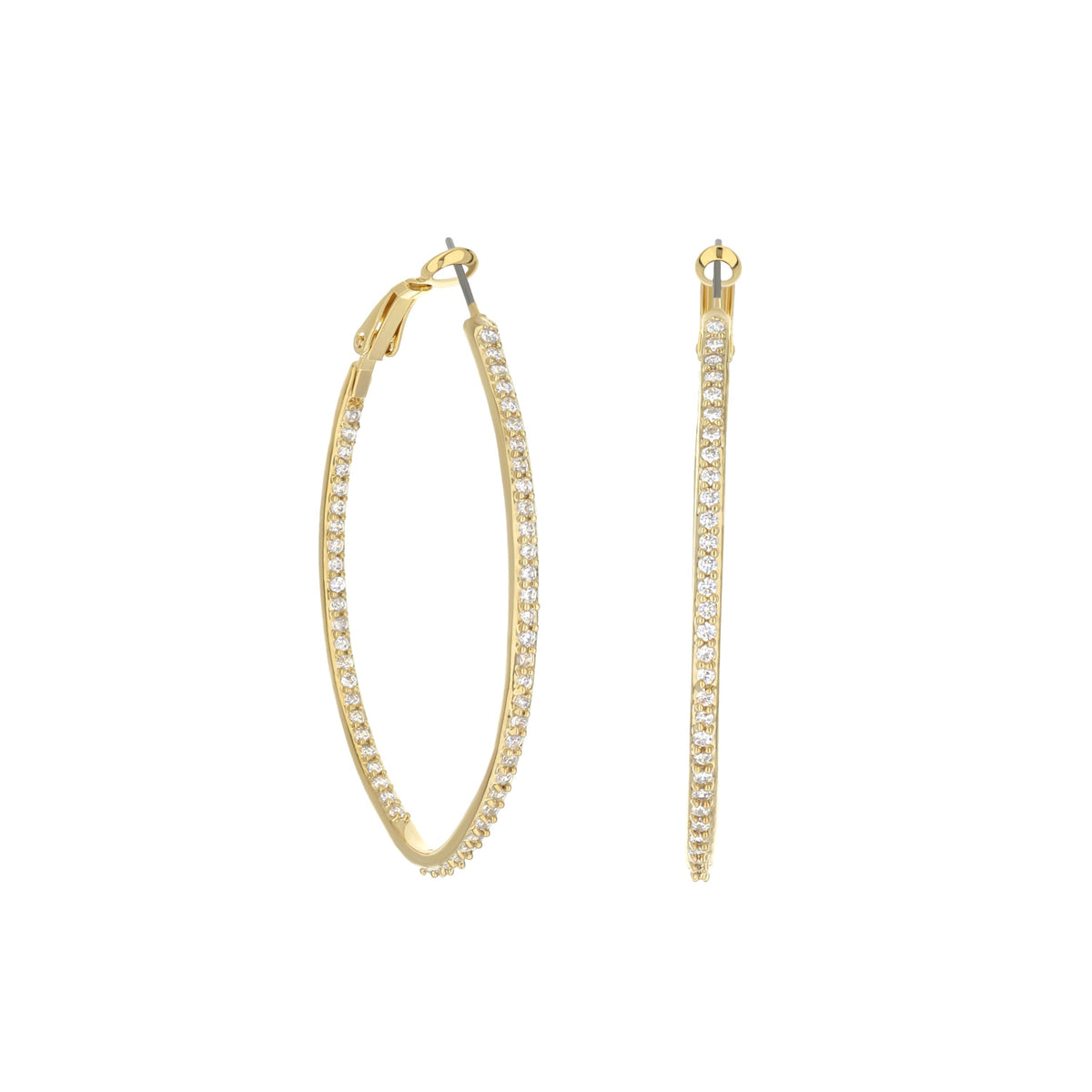 Pave Oval Hoop Earrings gold-tone with pave diamonds by Lauren G Adams, hoop earrings pair on Tampa Home & Garden Store