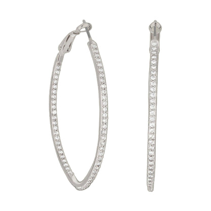 Pave Oval Hoop Earrings by Lauren G Adams, silver-tone hoops with pavé diamonds on Tampa Home & Garden Store